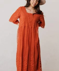 Vendor-unknown Dresses Reyna Sheer Embroidered Dress Ginger