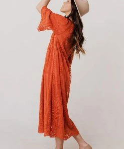 Vendor-unknown Dresses Reyna Sheer Embroidered Dress Ginger