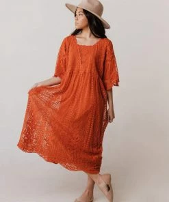 Vendor-unknown Dresses Reyna Sheer Embroidered Dress Ginger