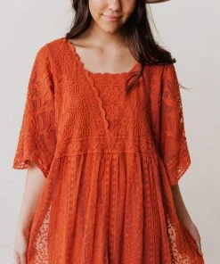 Vendor-unknown Dresses Reyna Sheer Embroidered Dress Ginger