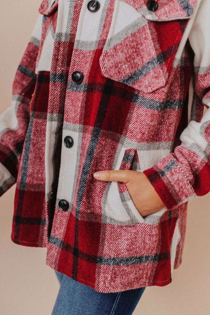 Vendor-unknown Trudy Plaid Shacket Burgundy Tops 8 Vendor-unknown Trudy Plaid Shacket Burgundy Tops