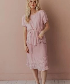 Vendor-unknown Dresses Sylvie Tiered Midi Dress Light Pink