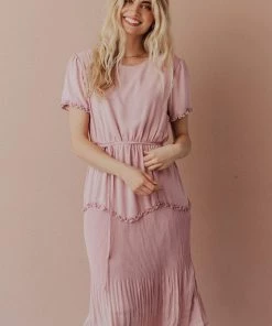 Vendor-unknown Dresses Sylvie Tiered Midi Dress Light Pink