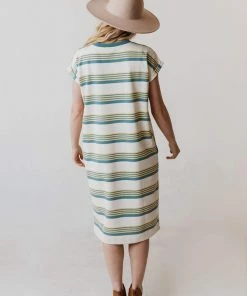 Vendor-unknown Tammy Striped Muscle Tee Dress Sage
