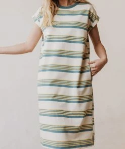 Vendor-unknown Tammy Striped Muscle Tee Dress Sage
