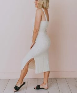 Susie Rib Midi Dress Cream