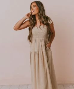 Vendor-unknown Magnolia Midi Dress Taupe Dresses
