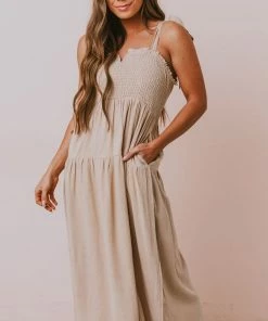 Vendor-unknown Magnolia Midi Dress Taupe Dresses