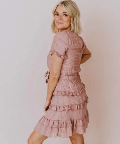 Kai Tiered Ruffle Dress Mauve