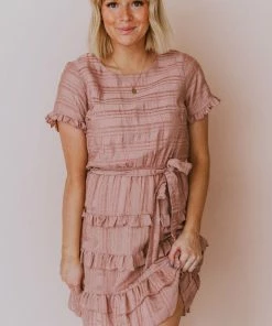 Kai Tiered Ruffle Dress Mauve