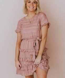 Kai Tiered Ruffle Dress Mauve