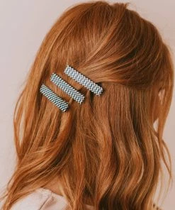Nat & Noor 3 Piece Hair Clip Black Checkered Accessories