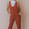 Hem & Thread Collin Raw Edge Jumpsuit Brick Dresses