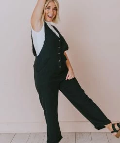 Collins Raw Edge Jumpsuit Black