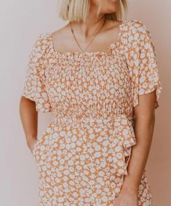 Lexi Floral Jumpsuit Apricot Dresses