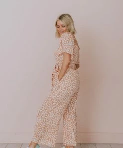 Lexi Floral Jumpsuit Apricot Dresses