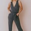 Hem & Thread Dresses Stetson Tie Waist Jumpsuit Charcoal