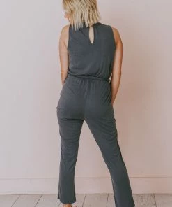 Hem & Thread Dresses Stetson Tie Waist Jumpsuit Charcoal