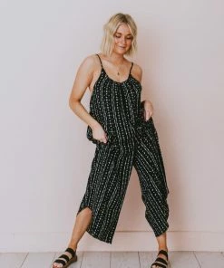 Hem & Thread Dresses Tilia Printed Oversized Jumpsuit Black