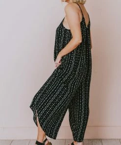 Hem & Thread Dresses Tilia Printed Oversized Jumpsuit Black