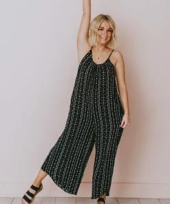 Hem & Thread Dresses Tilia Printed Oversized Jumpsuit Black