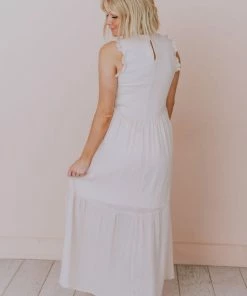 Hem & Thread Etta Ruffle Sleeve Maxi Dress Cream Dresses