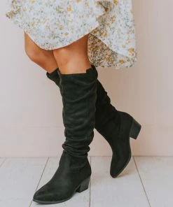 Vendor-unknown Christina Rouched Knee High Boot Black Shoes