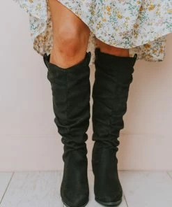 Vendor-unknown Christina Rouched Knee High Boot Black Shoes