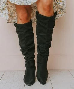 Vendor-unknown Christina Rouched Knee High Boot Black Shoes