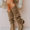 Vendor-unknown Christina Rouched Knee High Boot Taupe