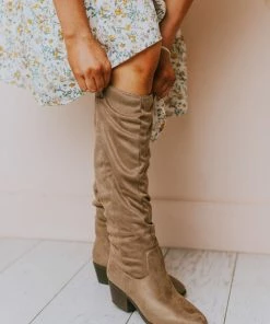 Vendor-unknown Christina Rouched Knee High Boot Taupe