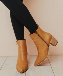 Cindy Zipper Booties Camel Shoes