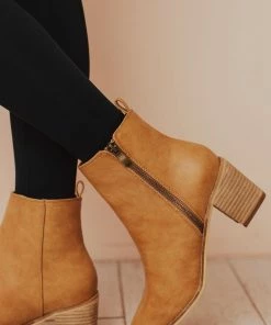 Cindy Zipper Booties Camel Shoes