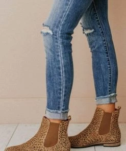 Lucy Avenue Side Stretch Booties Leopard Shoes