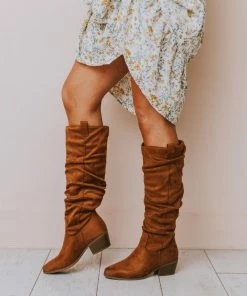 Vendor-unknown Christina Rouched Knee High Boot Chestnut