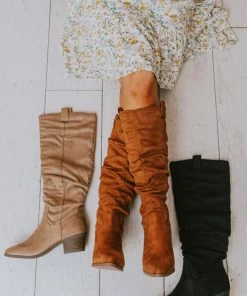 Vendor-unknown Christina Rouched Knee High Boot Chestnut