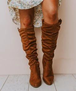 Vendor-unknown Christina Rouched Knee High Boot Chestnut