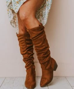 Vendor-unknown Christina Rouched Knee High Boot Chestnut