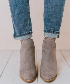 Snatch V Cut Booties Grey Suede Shoes