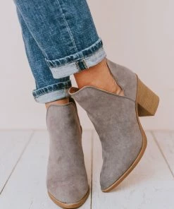 Snatch V Cut Booties Grey Suede Shoes