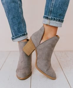 Snatch V Cut Booties Grey Suede Shoes