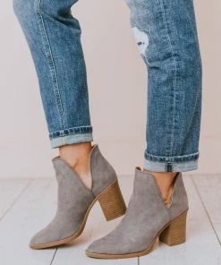 Snatch V Cut Booties Grey Suede Shoes