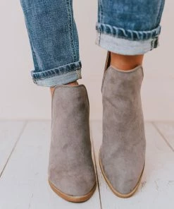 Snatch V Cut Booties Grey Suede Shoes