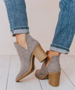 Snatch V Cut Booties Grey Suede Shoes