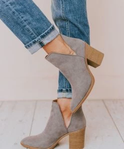 Snatch V Cut Booties Grey Suede Shoes