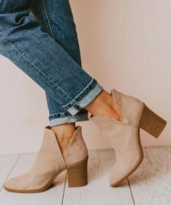 Snatch V Cut Booties Taupe Suede