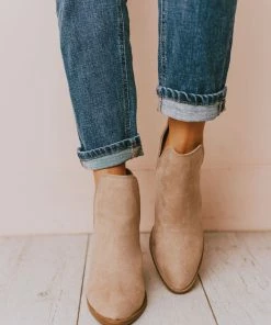 Snatch V Cut Booties Taupe Suede