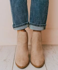 Snatch V Cut Booties Taupe Suede