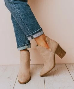 Snatch V Cut Booties Taupe Suede