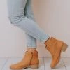 East Lion Sophia Side Cut Out Bootie Camel Shoes